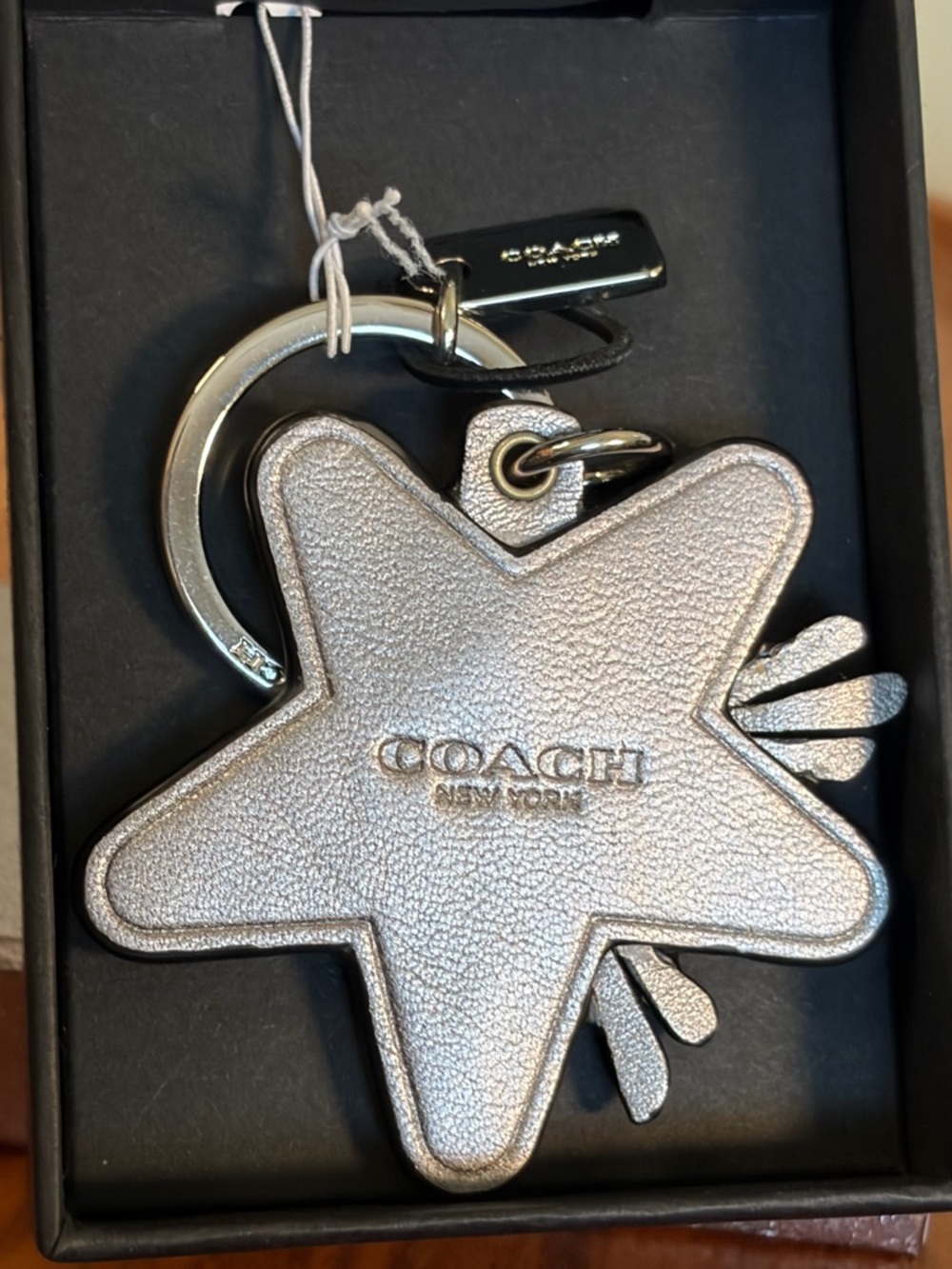 Coach Star Canyon Glitter Silver and Gunmetal Key Fob NIB F64350 - Picture 6 of 13